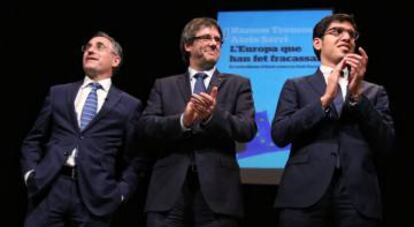 Tremosa, Puigdemont i Sarri en la presentació.