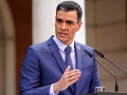Pedro Sánchez, durante una comparecencia en La Moncloa.