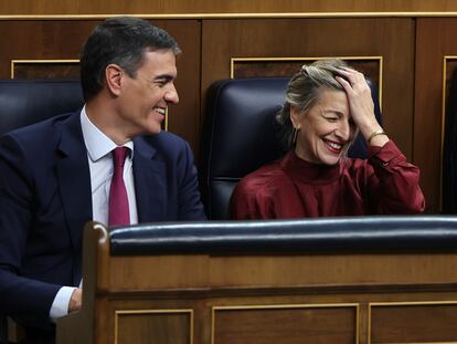 Pedro Sánchez y Yolanda Diaz en el Congreso de los Diputados.