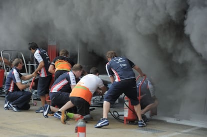 Una explosión en el garaje de Williams ha obligado a desalojar la zona e intervenir a los bomberos tras la celebración del Gran Premio de España de Fórmula Uno.