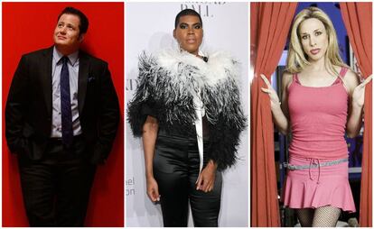 De izquierda a derecha, Chaz Bono, EJ Johnson y la desaparecida Alexis Arquette.