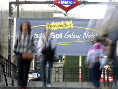 Sol station in downtown Madrid with its new sponsored name. 