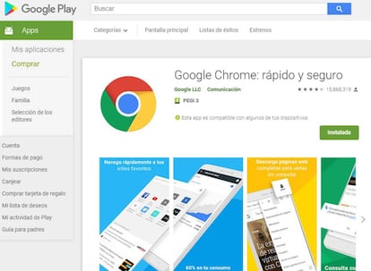 Google Chrome en Play Store