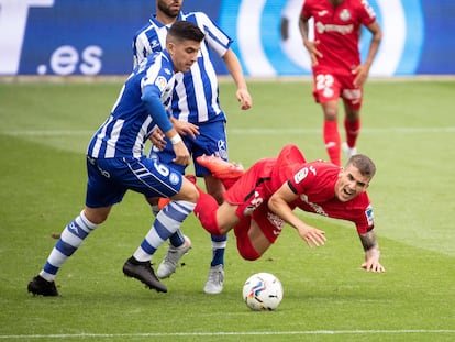 Battaglia y Arambarri, durante el partido.