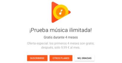 Cuatro meses gratis de Google Play Music