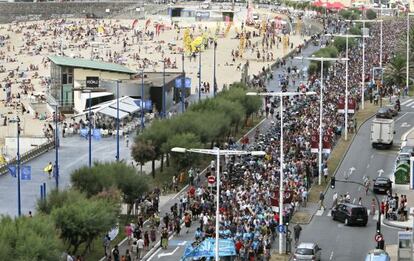 Marcha en favor de los presos, hoy en San Sebastián.