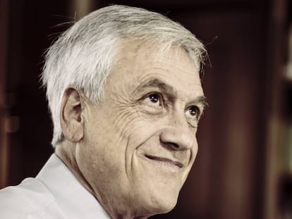 Sebastián Piñera na sede de sua campanha em Santiago do Chile.