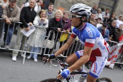 Sylvain Chavanel con el maillot de campeón de Francia durante el Tour de 2011.