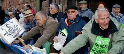 Afectados por las preferentes durante la protesta del lunes pasado