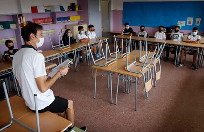 Una clase del colegio El Vallès de Terrassa, el 13 de septiembre.