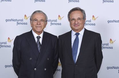 El presidente de Gas Natural, Isidre Fain&eacute; (izq.) y el consejero delegado, Rafael Vilaseca.