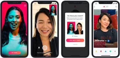 Verificación de imágenes en Tinder.