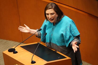 La senadora Xóchitl Gálvez, durante una participación en el Senado de la República, el pasado 28 de febrero.