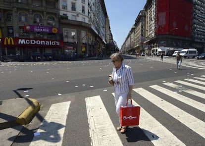 Corrientes Avenue during the union strike in Buenos Aires.