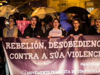 Manifestación convocada por plataformas contra la violencia machista en homenaje a Diana Quer, en Santiago de Compostela, en enero de 2018.