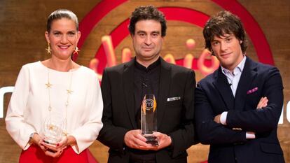 Los presentadores de Masterchef, Samantha Vallejo-Nágera, Pepe Rodríguez y Jordi Cruz