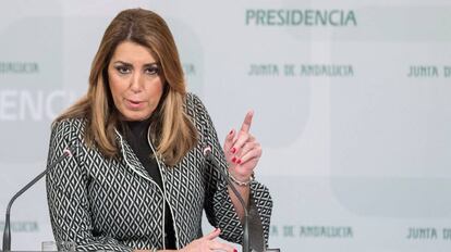 Susana Díaz, tras el Consejo de Gobierno.