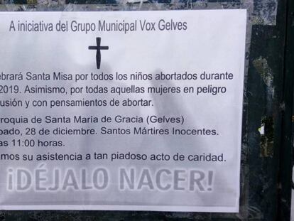 Anuncio de la misa por los niños abortados en 2019.