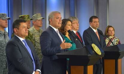 Iván Duque, tras una reunión de trabajo sobre seguridad.