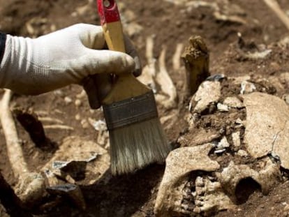 Exhumación de una fosa común en el cementerio de Santo Toribio de Teba (Málaga) en mayo de 2012.