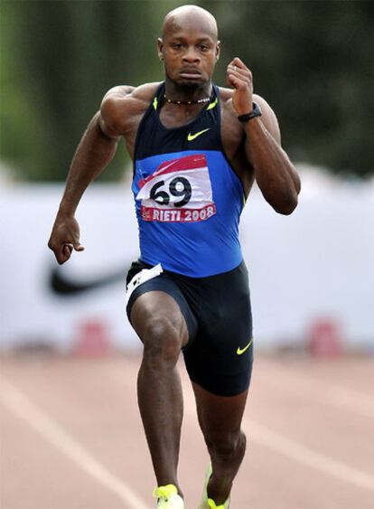 Asafa Powell, ayer en Rieti.