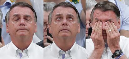 Jair Bolsonaro llora durante la convención nacional del Partido Liberal.