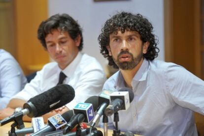 Damiano Tommasi, presidente del sindicato de futbolistas, en una rueda de prensa.