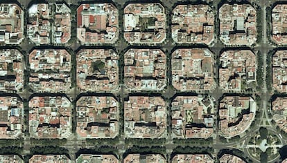 Vista aèrea de la quadrícula de l'Eixample.