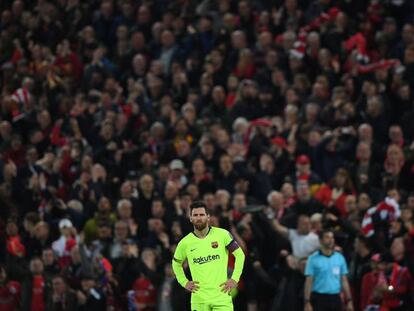 Messi, tras la derrota del Barcelona en Anfield ante el Liverpool.