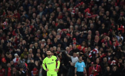 Messi, tras la derrota del Barcelona en Anfield ante el Liverpool.