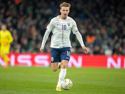 Martin Ødegaard, en un amistoso contra Irlanda en Dublín.