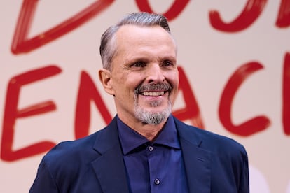 Miguel Bosé en la presentación del documental 'Bose Renacido' en Vitoria, en septiembre de 2023.