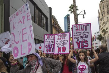 Una protesta en Hollywood, contra los abusos sexuales.
