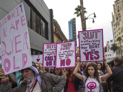 Una protesta en Hollywood, contra los abusos sexuales.