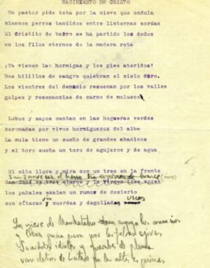 Handwritten notes made by Lorca.