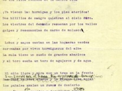 Handwritten notes made by Lorca.