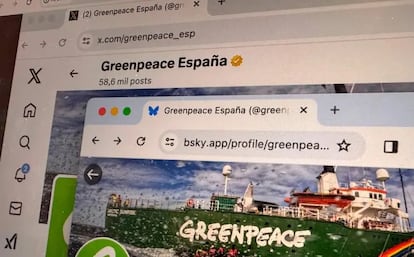 Los perfiles de Greenpeace en las redes sociales de X y Blue Sky.