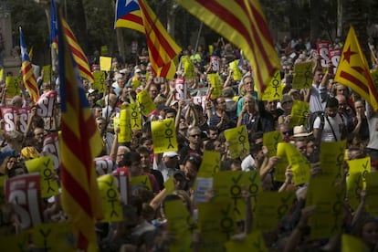 Concentración frente al Tribunal Superior de Justicia de Cataluña para protestar contra los arrestos de esta semana.