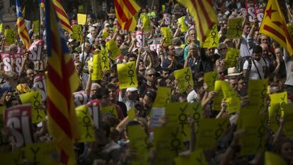 Concentración frente al Tribunal Superior de Justicia de Cataluña para protestar contra los arrestos de esta semana.