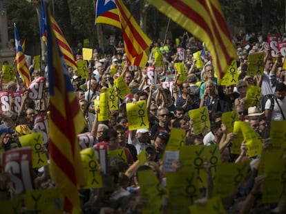 Concentración frente al Tribunal Superior de Justicia de Cataluña para protestar contra los arrestos de esta semana.