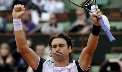 El tenista español David Ferrer celebra su victoria
