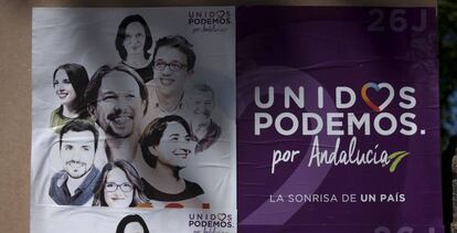 Fotografía de un cartel electoral de Unidos Podemos