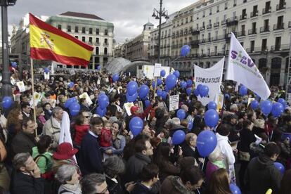 Manifestación contra el aborto en la Puerta del Sol, en Madrid. / Víctor Lerena (Efe)