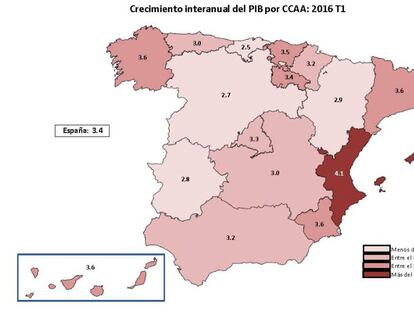 Baleares y la Comunidad Valenciana lideran el crecimiento hasta marzo