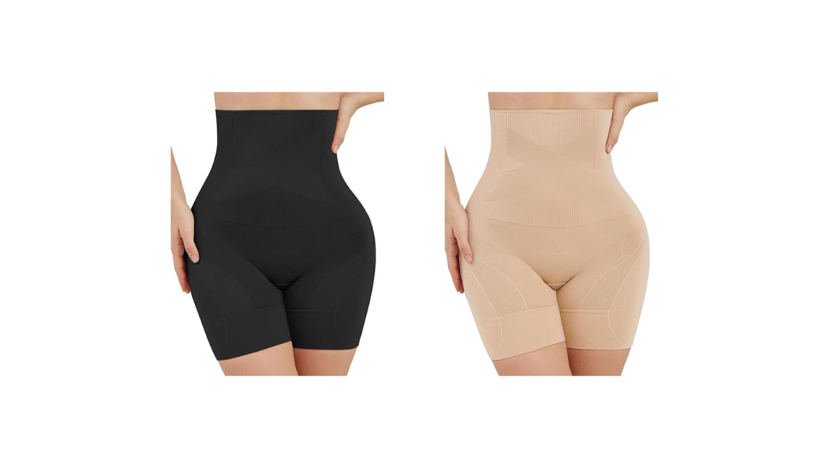 Reducing girdle in black and beige.