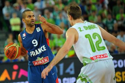 El franc&eacute;s Tony Parker, en el partido de cuartos contra Eslovenia. 