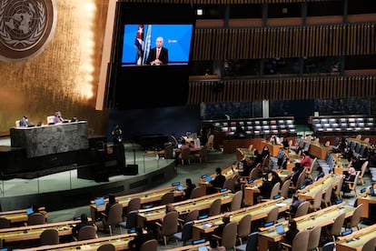 Miguel Díaz-Canel habla durante una asamblea general de la ONU, en Nueva York, en una imagen de archivo.