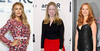 Blake Lively, Chelsea Clinton y Jessica Chastain.