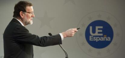 El presidente del Gobierno, Mariano Rajoy, este viernes en Bruselas.