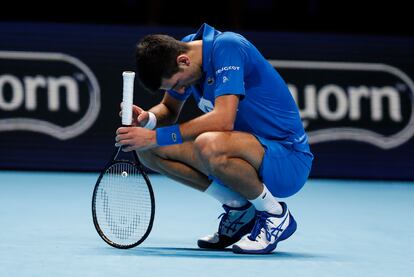 Djokovic, en el partido de este miércoles con Medvedev.